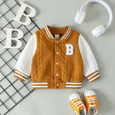 Baby Boy Baseball Jackets Toddler Letter Pattern Contrast Color Long Sleeve Buttons Front Coat Autumn Winter Outerwear 1-3Y
